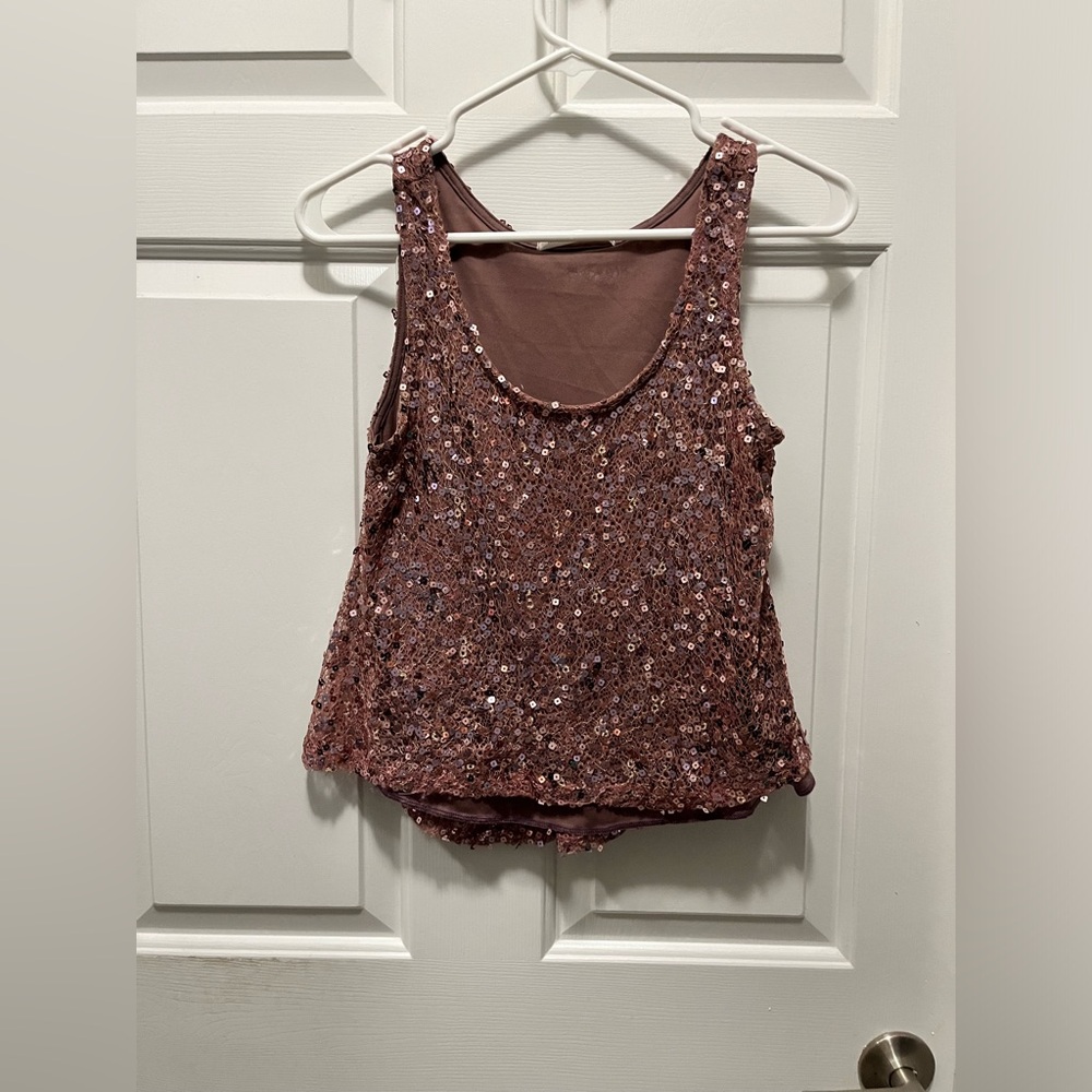 ✨ Mauve Sparkle Dream – Sequin Embellished Tank Top ✨